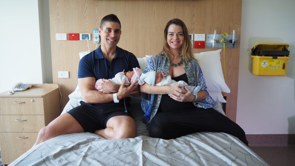 First twins born at Gold Coast Private - Brad and Michelle Cassidy with Kobe and Grace