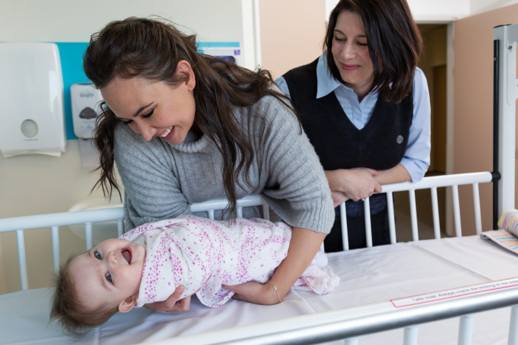 Leanne Fletcher with baby Amelia and GCP paediatric NUM Emma Gerrard